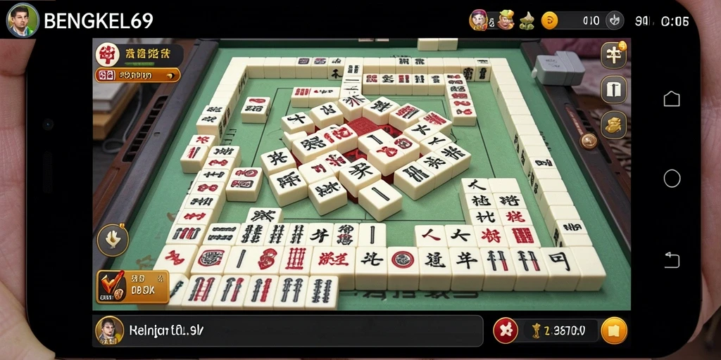 Tampilan gameplay Mahjong yang menarik dan penuh warna di BENGKEL69.