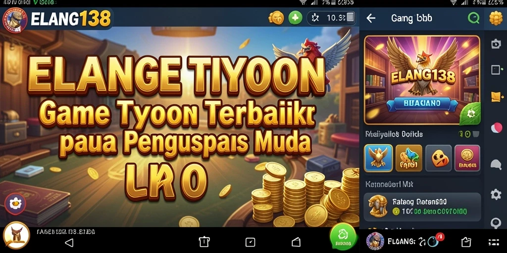 Gameplay ELANG138 menampilkan manajemen bisnis yang menyenangkan dan seru.