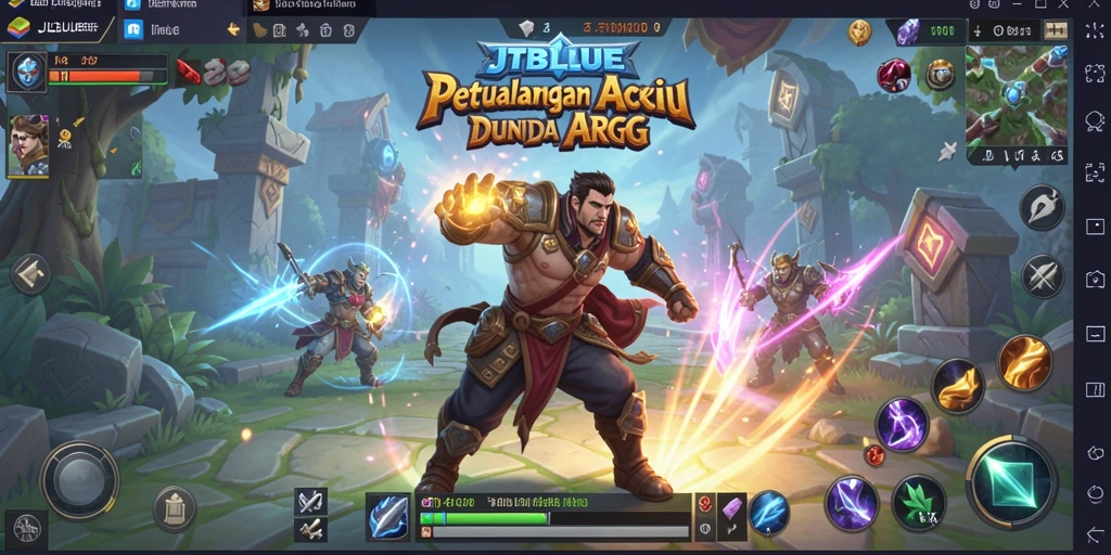 Gameplay JTBLUE dengan aksi pertarungan yang intens.