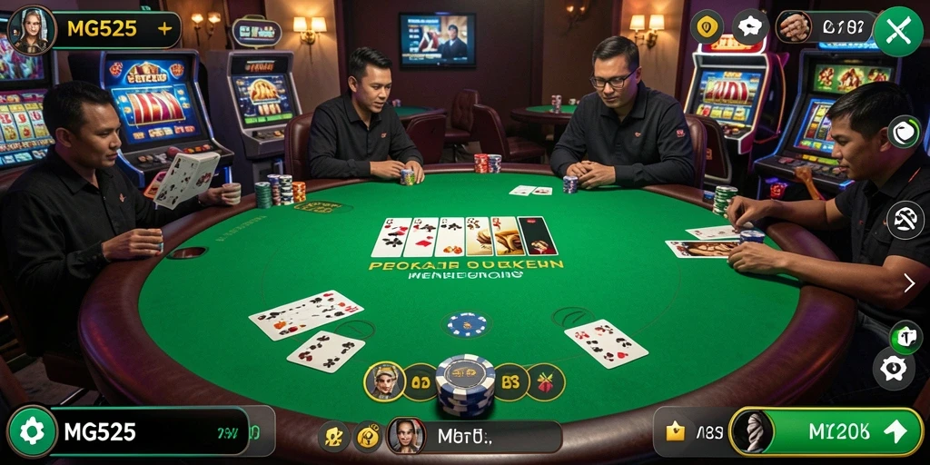 Screenshot gameplay poker yang mendebarkan di MG525.