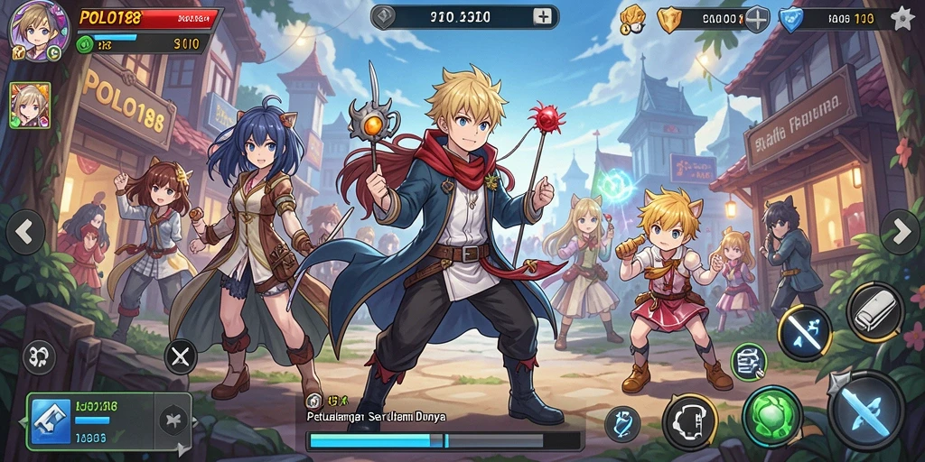 Tangkapan layar gameplay <strong>POLO188</strong> menampilkan pertarungan karakter Anime yang seru.