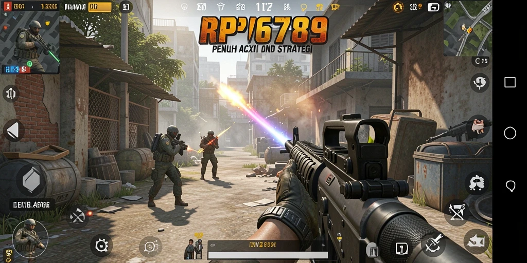 Tangkapan layar dari permainan RP6789 dengan aksi FPS yang intens.