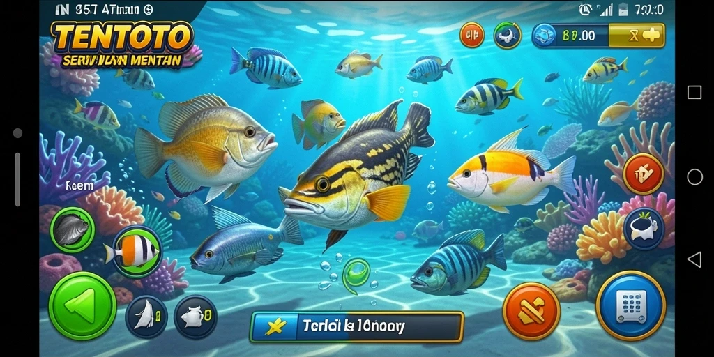 Tampilan gameplay menembak ikan yang seru dan menantang di TENTOTO.